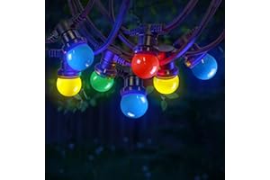 SKYLANTERN® Guirlande Guinguette 20M Professionnelle Multicolore IP65 - Guirlande Electrique Exterieur 20 Bulbes Rouge Jaune Vert Bleu - Guirlande Guinguette Exterieur qualité Professionnelle