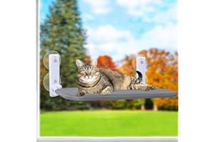 QIEERXI Cat Window Bed - Foldable Cordless Cat Window Hammock Perch with 4 Strong Suction Cups, Reversible Washable Cover Hammock Bed for Indoor Glass Windows and Interior Walls, Supports 18KG (52x30CM)