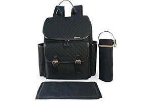 My Babiie Changing Bag Backpack - With Insulated Bottle Holder, Portable Changing Mat, Baby Travel Bag, Nappy Back Pack, 9 Pockets