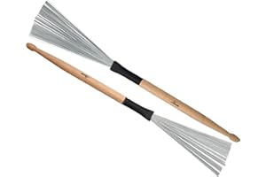 XDrum WTD-1S Wire Tap Drumstick Brushes kurz (Drumstick-Jazzbesen kombination, Besen und Sticks in einem, vielseitig einsetzbar, Gesamtlänge: 37cm, Besenspannweite: 6,5cm)