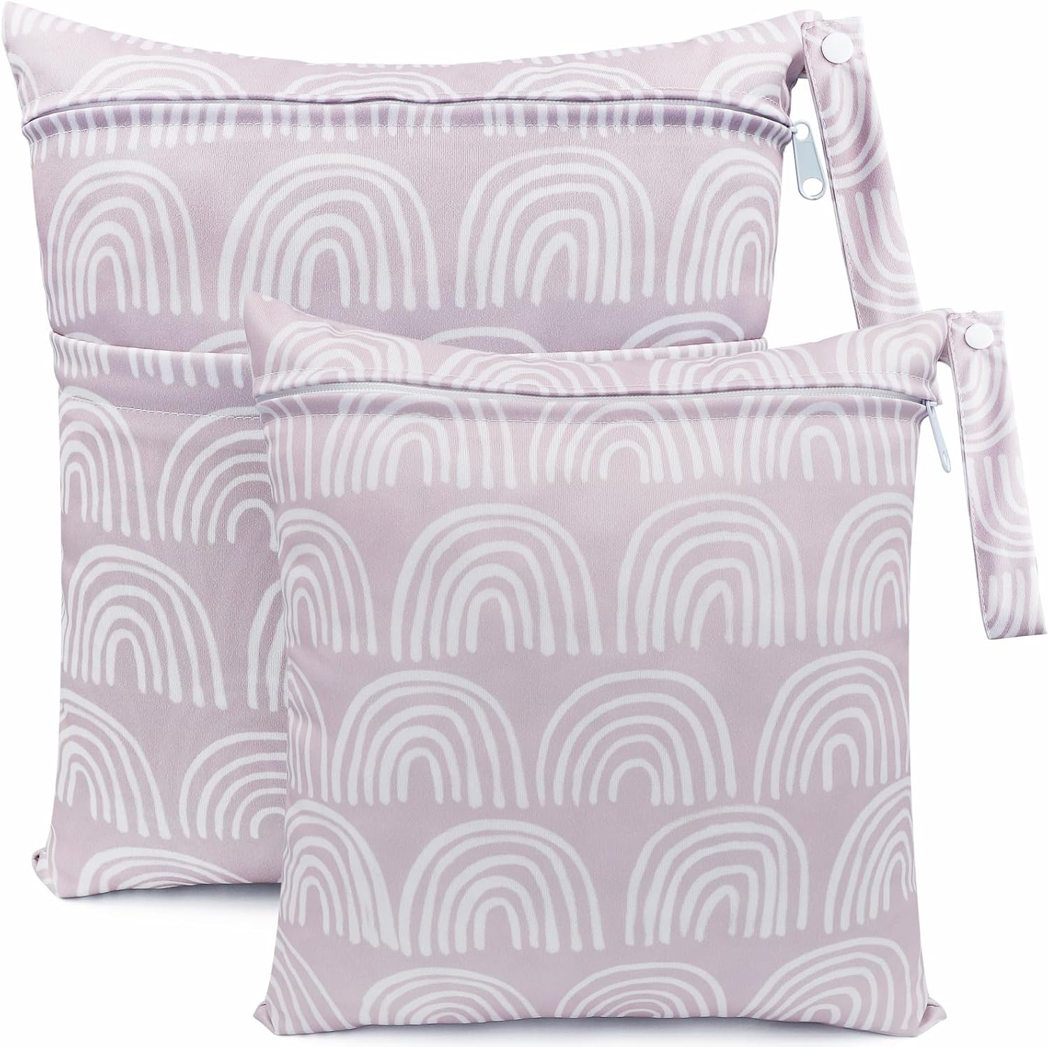 FenFang Wet Bag, 2 PCS Wet Dry Bags for Cloth Diapers Nappy Daycare Organiser Storage Bags, Waterproof Washable Reusable Zipper Bag (Grey)