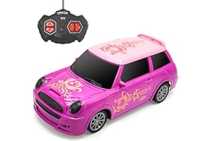 Tcvents Remote Control Car for Kids, Pink RC Car for Girls, Racing Cars Toy for Age 3 4 5 6 7 8 Year Olds with LED Lights & Controller, Girls Boys Toy Birthday Gift