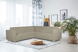 ITALIAN BED LINEN MB Home Basic Copridivano angolare Dahlia, tortora, Angolare