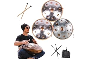 LXHGVKHJ Tambour Handpan En Acier, Instruments De Percussion Hand Pan Drum À 432 Hz / 440 Hz Pour La Guérison Sonore, La Méditation Et Le Yoga, Tambour À Main De 55 Cm À 9/10 / 12 Notes (Color : GOLD+SILVER