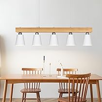 Lampada A Sospensione Nordica 1 Luce - Legno Bianco E Metallo, Altezza Regolabile, E27 Per Interni