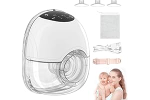 TECHVIZRS Milchpumpe Elektrisch, Tragbare Milchpumpe Schmerzfreie Freihändig Wiederaufladbar 4 Modi 12 Stufen mit LED-Anzeige Geräuscharm mit 17/19/21mm Flanschen (Weiß Schwarz)