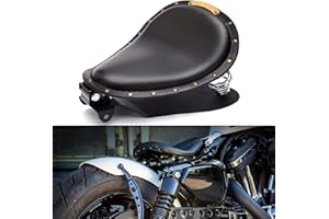 ‎MISS MOLY Motorrad Leder Solo Sitz, Motorrad Sitz Mit Frühling Grundplatte für Bobber Sportster XL1200 883 48 Dyna Softail(Schwarz)