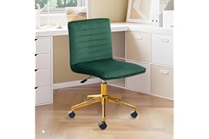 Hellove Chaise de Bureau sans Accoudoirs Moderne, Chaise Coiffeuse Fauteuil de Bureau en Velours avec roulettes, Siège Roulante Pivotante à Dossier Réglable en Hauteur,pour Salon,Bureau,Chambre,Vert