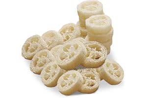 KASLAIDER Confezione da 24 Spugna di Luffa Naturale, Spugne Esfoliante Loofah Sponge, Mini Spugna da Bagno Luffa Scrubber, Spugne di Luffa Organica per Doccia Bagno Cucina Piano di Lavoro Pulire