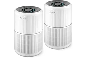 AIRTOK 2PC Purificador de aire de con esponja perfumada, Purificador de aire con filtro hepa que elimina el polvo, olor de mascotas, filtro de aire de 4 etapas|air purifier 3 velocidades|luz nocturna