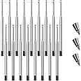TERRIFI 25 Set Replaceable Ballpoint Pen Refills with Spring Metal Ball Point, Smooth Writing, 0.5mm Replacement Refills, Retractable Ballpoint Pen Refills for School Office Supplies(Black)