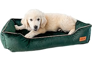 Halkalife Divano per Cani Impermeabile e Resistente all'abrasione. Divano Lussuoso e Glamour per Un Cane o Un Gatto. Letto Morbido per Cani. (S (60x40x15 cm), Verde Bottiglia)