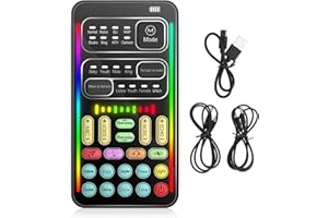 YOSOO HEALTH GEAR Mini Voice Changer Device, Portable Live Streaming Kit Gaming Live Sound Card Multifunction Recording Equipment Sound Converter with 8 Sound Effects for Mobile Phone Computer Black
