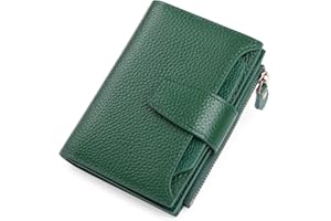 SENDEFN damski portfel, etui na karty z okienkiem na dowód osobisty, skóra, blokada RFID, mały, kompaktowy, dwukrotnie składany, kieszeń na zamek błyskawiczny, Klasyczny