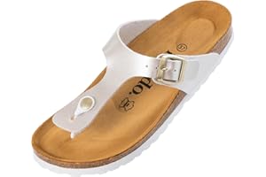 Palado Pantoletten Damen Kos - elegante Zehentrenner Made in Spain - bequeme Sandalen mit Kork-Fußbett - modische Sommerschuhe