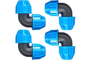 HIGA-JKL Pack of 4 25 mm PE Pipe Screw Connection Angle 90° PN1.6 Plastic PP Coupling Blue for PP Coupling for Indoor and Outdoor Installations