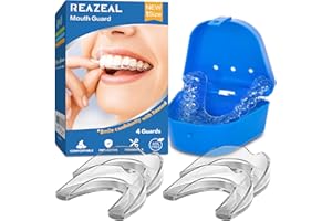 REAZEAL Mouth Guard for Grinding Teeth at Night: Moldable Dental Guard for Sleeping - Nighttime Protection for Teeth (4 Packs)