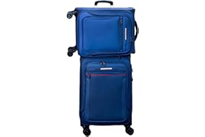 ABISTAB Verage Toledo Weichgepäck 4 Doppelrolle Trolley Set 2-teilig Weichschale Kofferset S L, erweiterbar, TSA-Schloss, mit Stoff Handgepäck-Koffer Blau