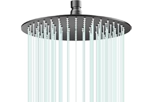 AULEEND Rain Shower Head, Work with Any Decorative Style，All Metal Rainfall Shower Head (Matte Black, 10 Inch)