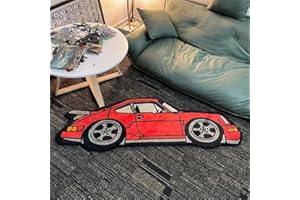 RUILBJM 3D Car Rug Bedroom Special-Shaped Floor Mat Cartoon Graffiti Carpet Suitable for Balcony Corridor Bathroom Entrance Home Decoration Personalized Theme Floor Mat (Red,55x160cm)