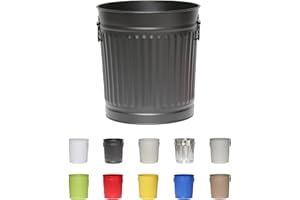 Jinfa Pattumiera per differenziata bidone spazzatura vintage in metallo cesta porta giochi contenitore cibo cani | SOLO secchio senza coperchio | Nero | Misura: M | Ø 29 cm, h 31,5 cm | Vol. 18 litri