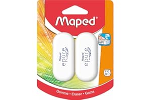 Maped - Confezione da 2 Epure Eraser - Gomma Bianca Morbida al Tatto Che garantisce Sicurezza e comodità d'uso - L27 mm x P11 mm x A61 mm