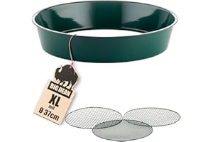 BigDean XL Gartensieb aus Metall Ø 37cm - fein bis grob - inkl. 3 austauschbarer Siebeinsätze 6,4/9,5 & 12,7 mm - Erdsieb Sandsieb Kompostsieb Sieb für Garten, Erde, Sand, Kompost