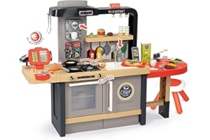 Smoby - Chef Corner Restaurant, 7600312303, + 3 Anni, 70 Accessori Inclusi, Tre Aree Gioco: per Cucinare, per Servire e Cassa