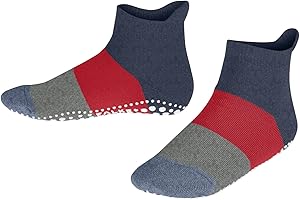 FALKE unisex niños Colour Block calcetín pantufla antideslizante nubs impreso en la suela agarre mejorado costura plana gruesa en la zona de los dedos transpirable sostenible algodón 1 par