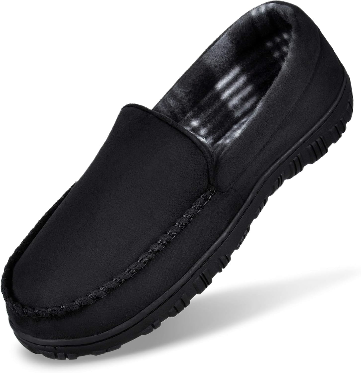 MIXIN Men's Cozy Moccasin Slippers Anti-Skid Slip On House Slippers with Comfy Memory Foam