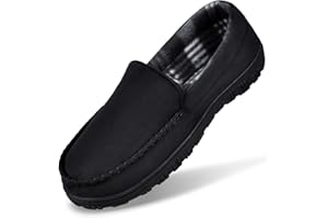 MIXIN Men's Cozy Moccasin Slippers Anti-Skid Slip On House Slippers with Comfy Memory Foam