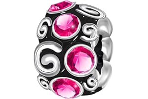 Andante-Stones - Original, Plata Sterling 925 sólida, Cuenta con 8 Cristales de Vidrio de Color Rosa Oscuro, Elemento Bola para Cuentas European Beads + Saco de Organza