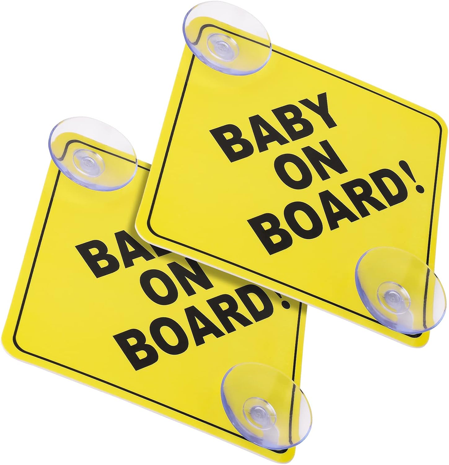 Cobee Señales de coche "Bebé a bordo", 2 piezas de 12,7 cm x 12,7 cm, señales de seguridad con ventosas dobles, calcomanía reutilizable y duradera para bebé en el coche (Estilo-A)
