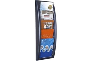 PAPERFLOW Fast Paper Quick Fit Wand-Prospektspender 5 x A5 Taschen 228 x 95 x 650 mm schwarz