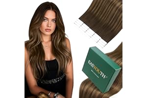 Easyouth Tape in Hair Extensions Human Hair Brown Ombre Human Hair Tape in Extensions Balayage Darkest Brown to Ashbrown Tape in Human Hair Extensions Skin Weft 18 Inch 40g 20Pcs #2/8/2