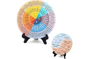 Gosknor Emotionsrad, Doppelseitiges Stimmungsrad aus Holz Spinner Büro Schreibtisch Dekoration Diagramm zur Psychischen Gesundheit mit Ständer für Schule Büro Heimdekoration