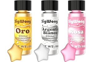 SIGWONG Glitter Commestibili Liquido, 3 Colori Brillantini Commestibili per Torte, Glitter Alimentare Coloranti Alimentari per Cocktail, Drink, Dolci, Cioccolato-25g