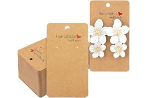 KSUKTSW 100PCS Cartes d'Affichage Boucle d'oreille Cartes d'Etiquettes Bijoux Présentation pour Colliers Étiquettes en Papier Kraft pour DIY (5 X 9CM)
