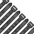 Oksdown 300mm × 7,6mm Breit 100 Stück Extra Stark Kabelbinder mit 50 kg Zugfestigkeit Schwarz UV-Beständig Groß Nylon Kunstst