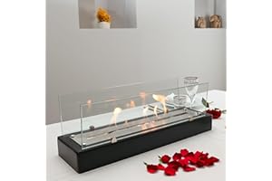 TriHome Tabletop Fire Pit, Portable Wood Table Top Firepit Bowl, Fireplace for Patio&Backyard Decor, Bioethanol Fire Place, Indoor&Outdoor S'mores Maker, Housewarming Gift, Medium, Black