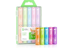 EBL AAA 1100mAh Ni-Mh Rechargeable Batteries, 10 Pack AAA Batteries with Storage Cases (New Packaging, Images Coming Soon)