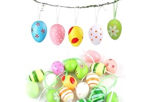 ‎HANWIN Hanwin Ostereier 24 Stück, Ostereier Plastik, Plastik Ostereier, Ostereier zum Aufhängen, Ostereier, Ostereier Deko (24 Stück)