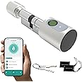 Altix CL2 Smart Lock - Keyless Entry Euro Cylinder | Fingerprint, RFID Keycard, Tuya App | Bluetooth BLE | Physical Key | CR123A Battery Included | Long Battery Life | 60mm | Silver