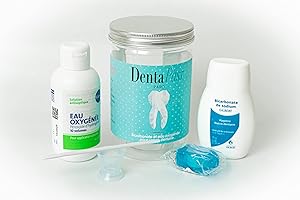 DENTAPASS Bicarbonate de Soude Dentaire + Eau Oxygénée Dentaire | Kit Complet | Pâte de Keyes, Bicarbonate pour Soin des Dents | Gingivite, Aphte, Tartre