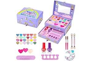 SWBBURICHY 36 PCS Kit de Maquillage Enfant Fille Non Toxique Lavable Coffret Jouets pour Filles 4-12 Ans Cadeau de Noël Anniversaire Jouet pour Princesse Fille (36PCSVIOLET)