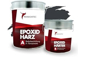 MANADATEC 2k Epoxidharz Bodenbeschichtung 1kg I RAL 7016 Anthrazitgrau I Lösemittelfrei, Umweltfreundlich & Geruchsneutral I Beschichtung für Garagen- & Kellerböden I Hohe Schlagfestigkeit