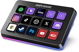 AmpliGame FIFINE Stream Controller with 15 Macro Keys, Streaming Keyboard for OBS/Twitch/YouTube/Streamlabs, Shortcut Keyboard for Mac and PC