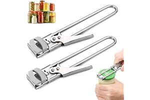 Fhioevt 2 Pezzi Apriscatole Manuale Regolabile Apribarattoli a Mano in Acciaio Inox Apri Barattoli Antiscivolo Apribottiglie Multifunzionale per Artrite Anziani Donne Cucina Ristorante