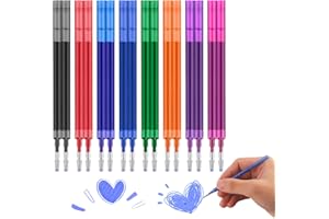 CJMUQHEHH 16x Recambios para Bolígrafos Borrables, Compatibles con Pilot FriXion Ball, Slim y Eberhard Faber, punta Fina 0,7 mm, 11 cm, 8 Colores: Azul, Negro, Rojo, Verde, Lila, Magenta, Naranja, Celeste