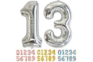 Ponmoo Luftballons Zahlen 13/31 Silber, Riesen Nummer 0 1 2 3 4 5 6 7 8 9 10-19 20-29 30-39 40 50 60 70 80 90 100, groß Folienballons für Hochzeit Jubiläum, Geburtstagsballons Party Dekoration